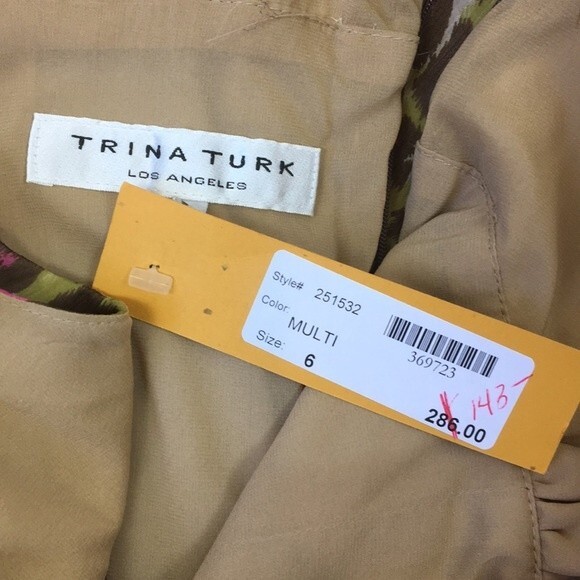 Trina Turk 100% Silk Brown Animal Print Sleeveless Dress 6 NEW - Picture 11 of 11